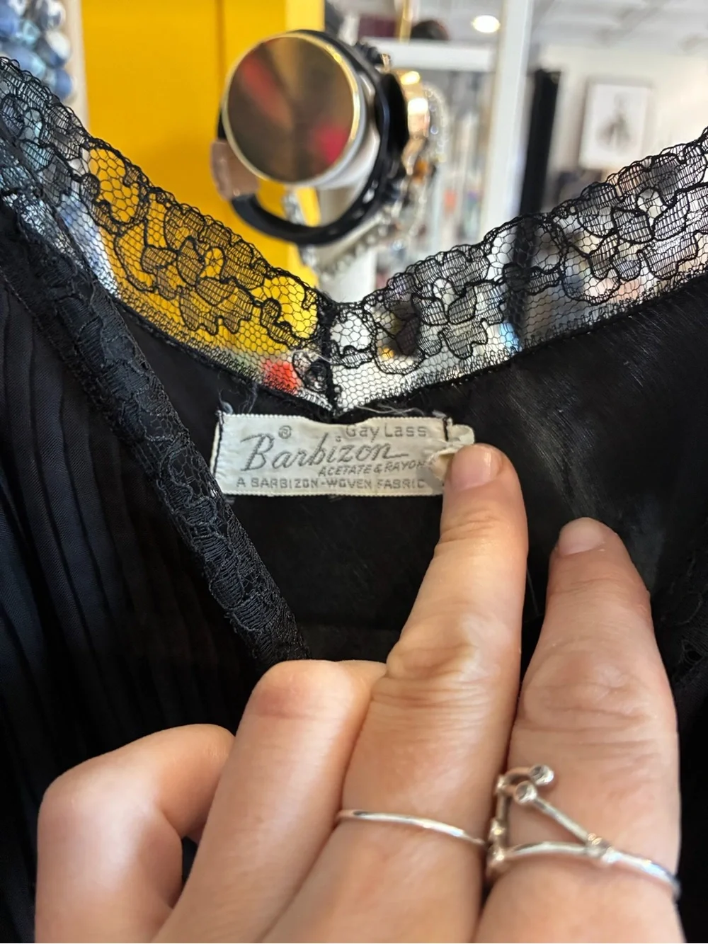 Vintage Classic Black Lace-Trim Slip dress - Picture 2 of 2